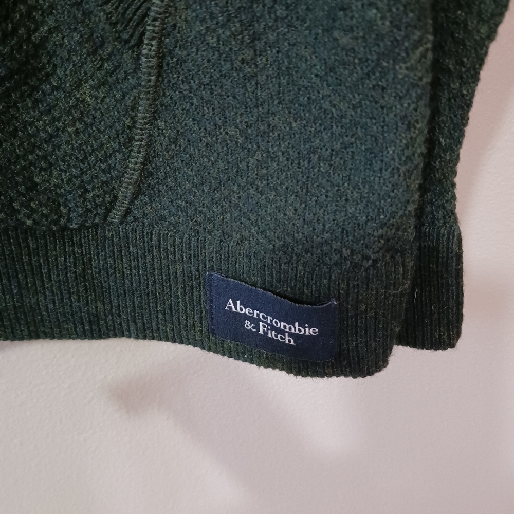 Abercrombie and Fitch Forest Green Hoodie Knit Cotton Cashmere XL - Picture 2 of 5